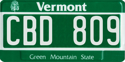VT license plate CBD809