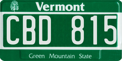 VT license plate CBD815