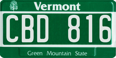 VT license plate CBD816