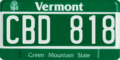 VT license plate CBD818
