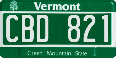 VT license plate CBD821