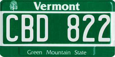 VT license plate CBD822