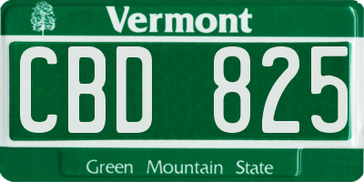 VT license plate CBD825