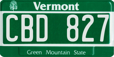 VT license plate CBD827