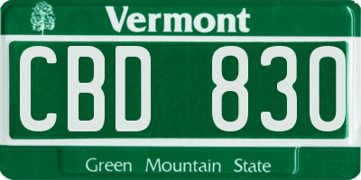VT license plate CBD830