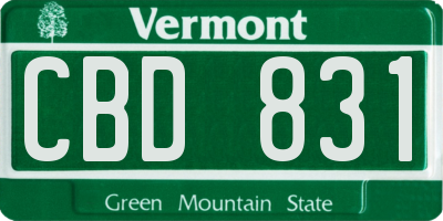 VT license plate CBD831