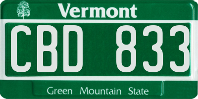 VT license plate CBD833