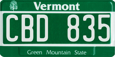 VT license plate CBD835