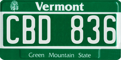 VT license plate CBD836