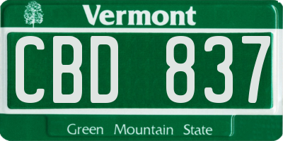 VT license plate CBD837