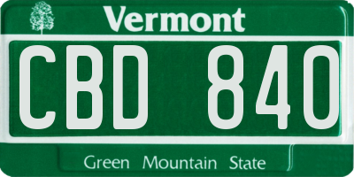 VT license plate CBD840