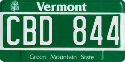 VT license plate CBD844