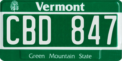 VT license plate CBD847