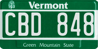 VT license plate CBD848