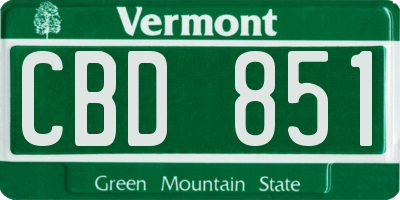 VT license plate CBD851