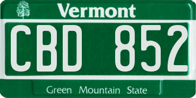 VT license plate CBD852