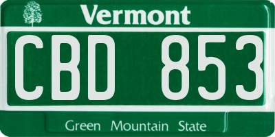 VT license plate CBD853