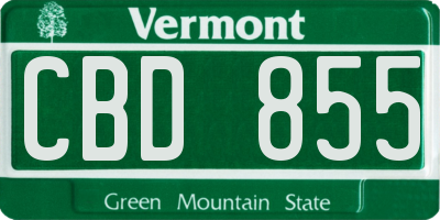 VT license plate CBD855