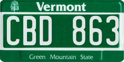 VT license plate CBD863
