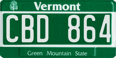 VT license plate CBD864