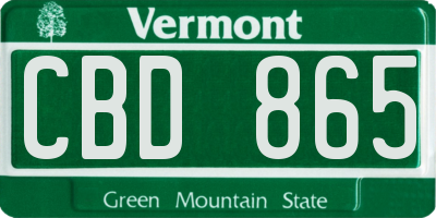 VT license plate CBD865
