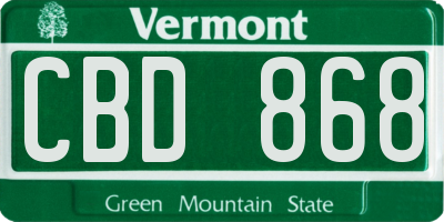 VT license plate CBD868