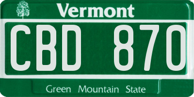 VT license plate CBD870