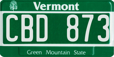 VT license plate CBD873