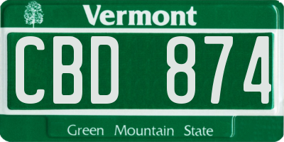 VT license plate CBD874