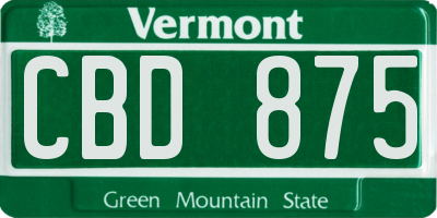 VT license plate CBD875