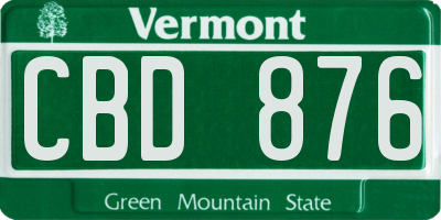 VT license plate CBD876