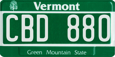 VT license plate CBD880