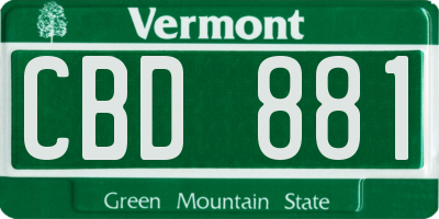 VT license plate CBD881