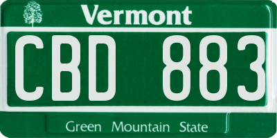 VT license plate CBD883