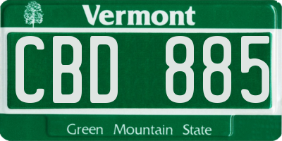 VT license plate CBD885