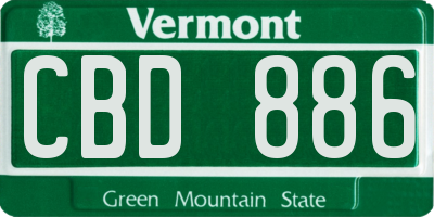 VT license plate CBD886