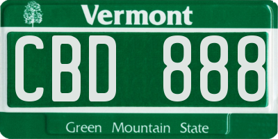 VT license plate CBD888