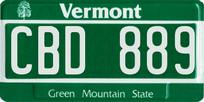 VT license plate CBD889