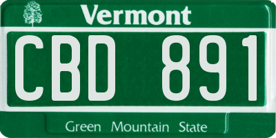 VT license plate CBD891