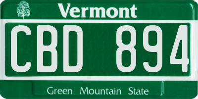 VT license plate CBD894