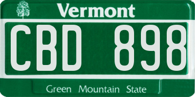 VT license plate CBD898