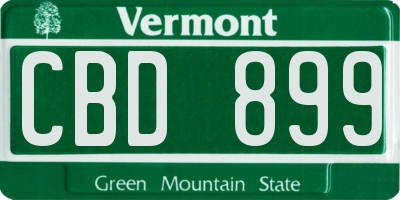 VT license plate CBD899