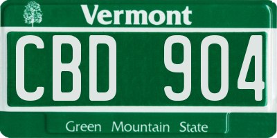 VT license plate CBD904