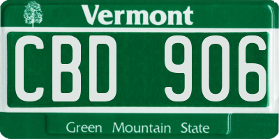 VT license plate CBD906