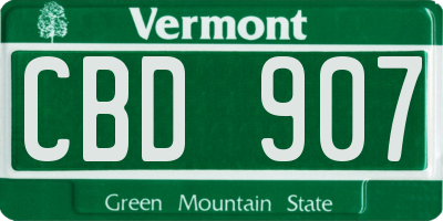 VT license plate CBD907
