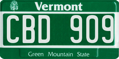 VT license plate CBD909