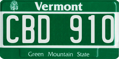 VT license plate CBD910
