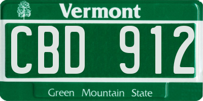 VT license plate CBD912