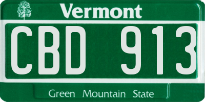 VT license plate CBD913