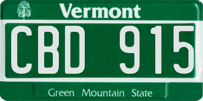 VT license plate CBD915